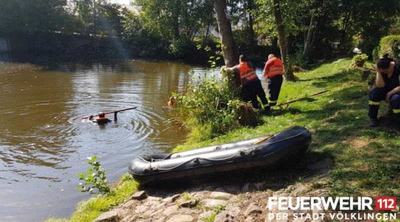 Feuerwehr schickt Schwimmretter in den Eisweiher (Foto: Feuerwehr Völklingen)