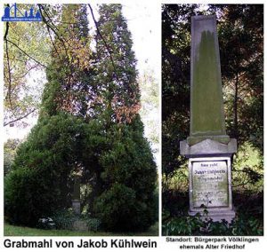 Das Grab Kühlweins auf dem alten Völklinger Friedhof, dem heutigen Bürgerpark