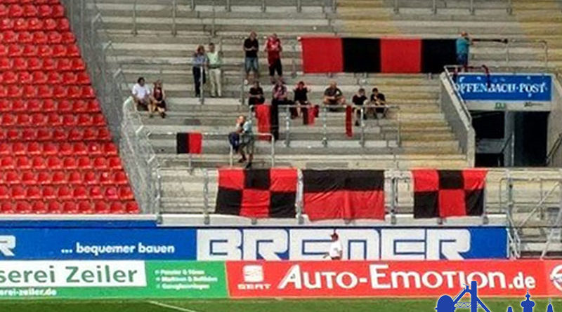 14 Fans hatten viel Platz im Offenbacher Gästeblock (Foto: Jörg Wunn)